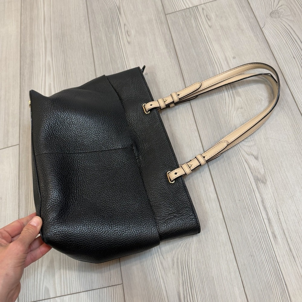 Michael Kors Bedford Tote Handbag Black Pebble Leather Shoulder Purse w/ Pockets - Picture 5 of 16